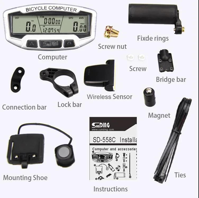 Bicycle Double Control Code Table SD-558c Wireless Luminous Odom Bicycle Computer