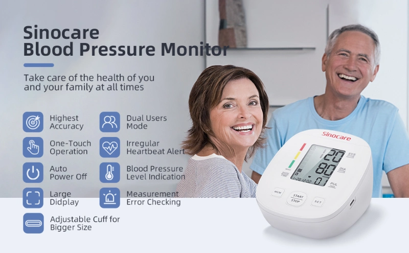 Sinocare Wholesale Best Price LCD Display Heart Rate Upper Arm Blood Pressure Monitor