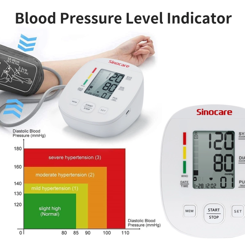 Sinocare Portable Automatic Hot Selling Heart Rate Berrcom Bp Scale Upper Arm Digital Blood Pressure Monitor