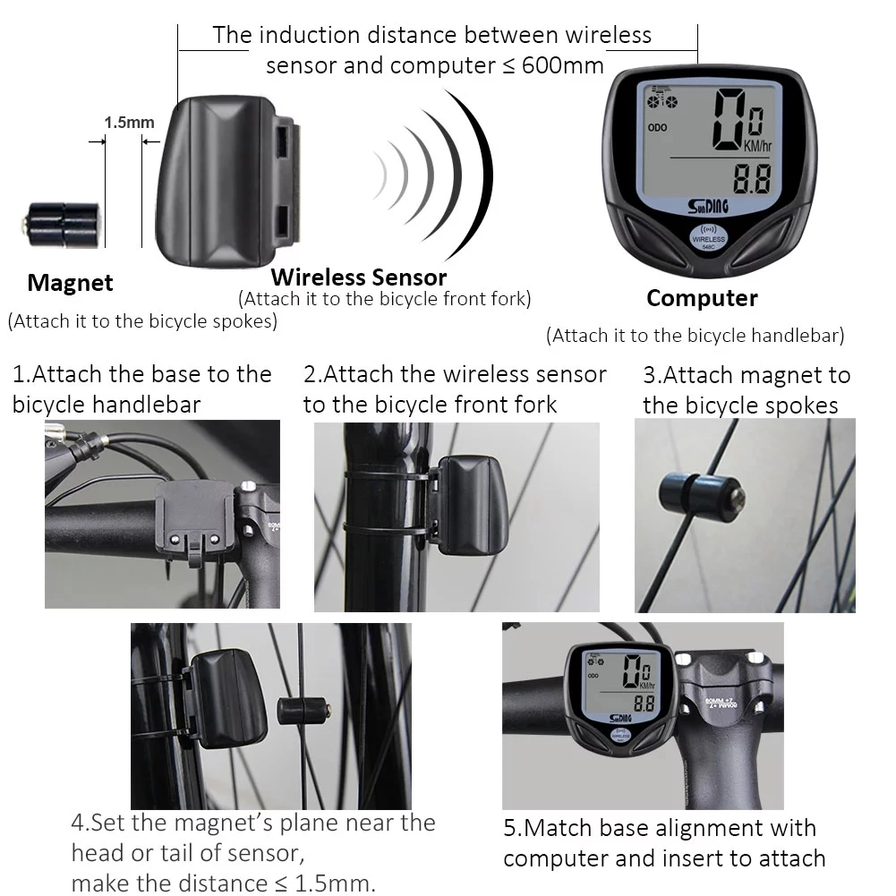 Wireless Bicycle Speedometer and Odometer Wireless Waterproof Cycle Bike Computer