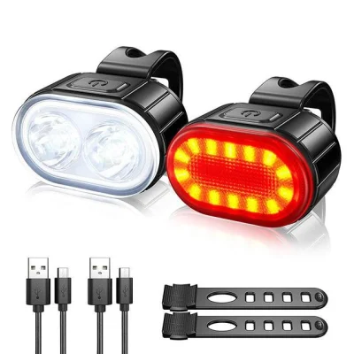 LED Vélo Lumière Ensemble 350 mAh USB Rechargeable Vélo Avant Arrière Lumière Phare Feu Arrière Lampe De Poche Vélo Accessoires